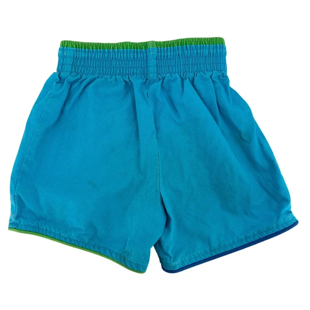 Vintage OshKosh Bgosh Kids Shorts 3T Blue Green Colorblock Windsurf Made in USA